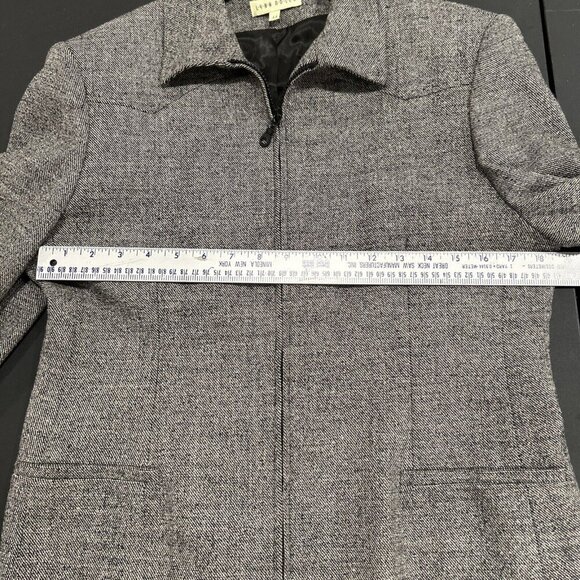 Lynn Adler Gray Tweed Zip Front Jacket Blazer Career Office Coat - Picture 6 of 9